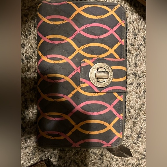 Vera Bradley Turn Lock Wallet - Gray, Orange, Pink - USED - Picture 1 of 7